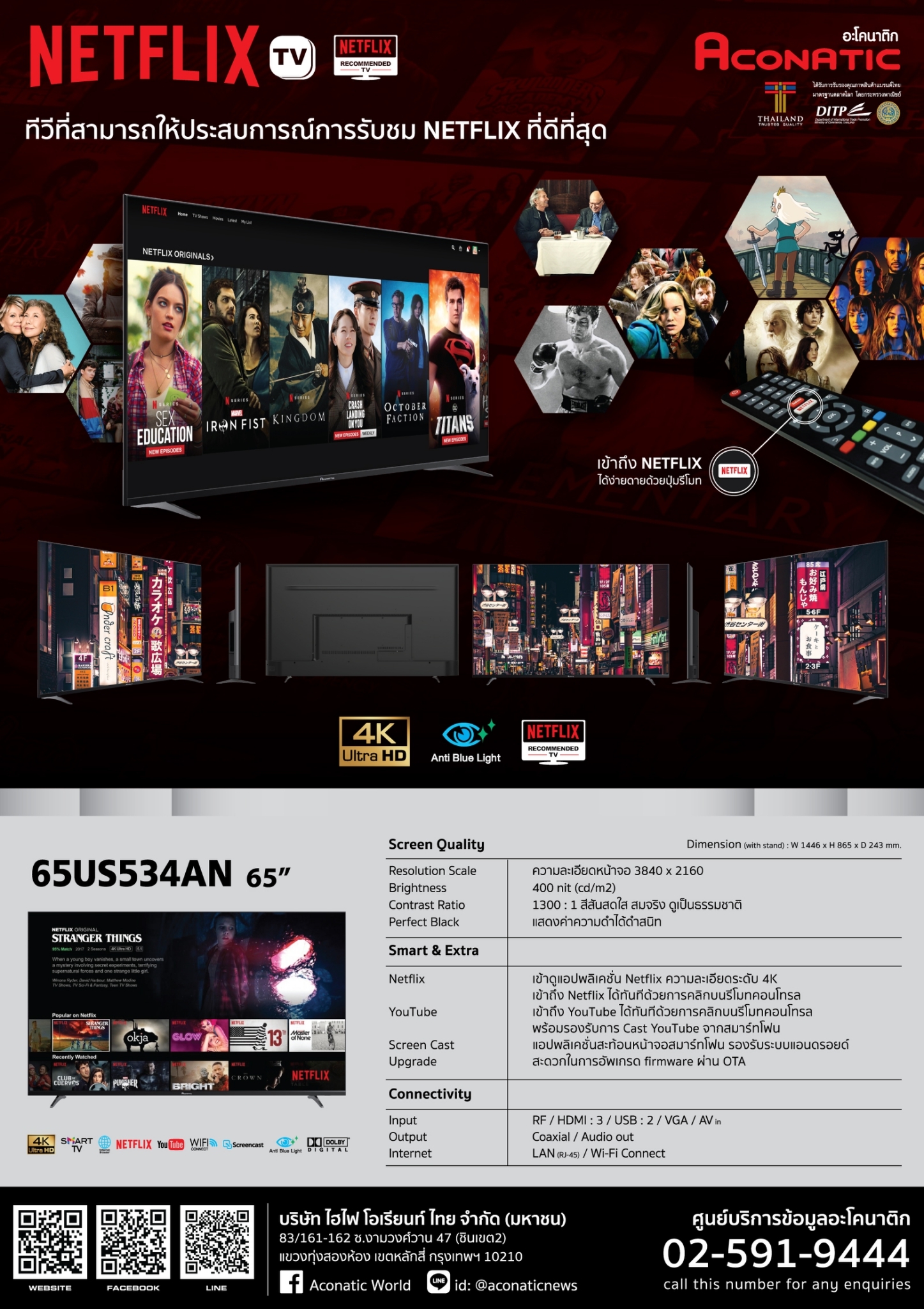 Netflix TV 65" model 65US534AN